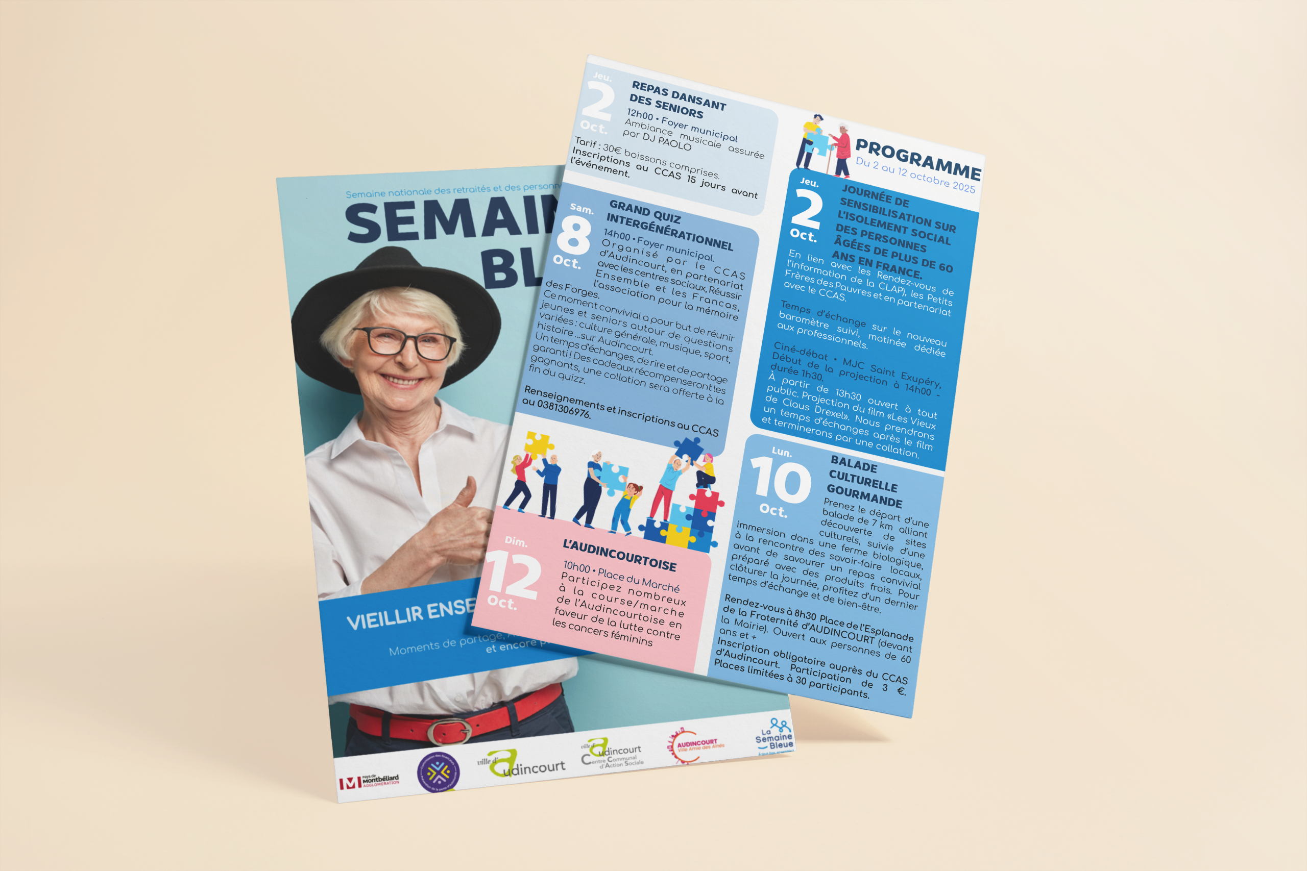 semaine bleue CCAS,communication semaine bleue seniors,flyer semaine bleue,programme semaine bleue,événement seniors collectivité,Semaine Bleue,CCAS,Seniors,Flyer,Communication institutionnelle,Communication seniors CCAS,Événement seniors Audincourt,Communication visuelle collectivité,Création de flyer pour la Semaine Bleue,Mise en page communication Semaine Bleue CCAS,Communication événementielle pour seniors,Flyer programme semaine bleue collectivité,Design graphique pour événement seniors,Communication publique,Mise en page accessible,Supports imprimés,Information locale,Lisibilité et clarté,Design institutionnel,Semaine Bleue Audincourt,CCAS Audincourt,Seniors Audincourt,graphiste audincourt,Événement seniors Doubs,Communication municipale Audincourt,Bien vieillir,Lien social,Activités seniors,Vie locale,Information claire,Flyer Semaine Bleue 2025 – CCAS de la Ville d'Audincourt